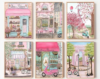 Paris Prints Personalized, Baby Gift, Custom French Nursery Wall Art, Parisian Decor, Little Girl Room Posters Laduree Patisserie Watercolor