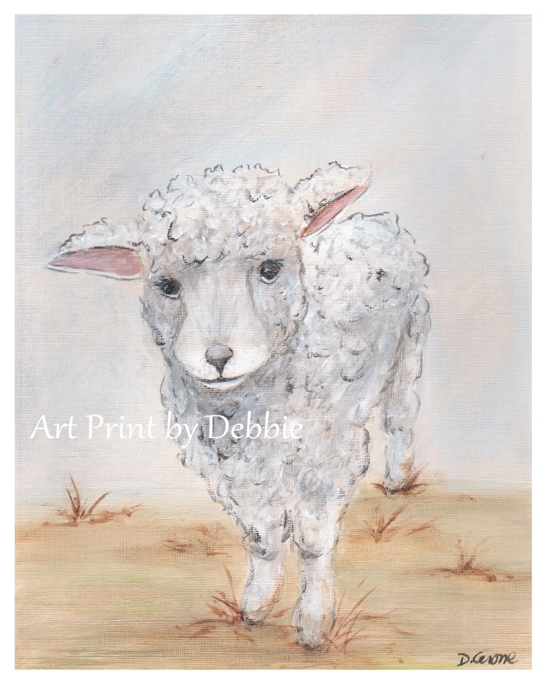 Baby farm animal print Farm nursery decor Little lamb art Gender neutral lamb nursery art Gray white sheep Boy nursery Girl nursery wall art image 2