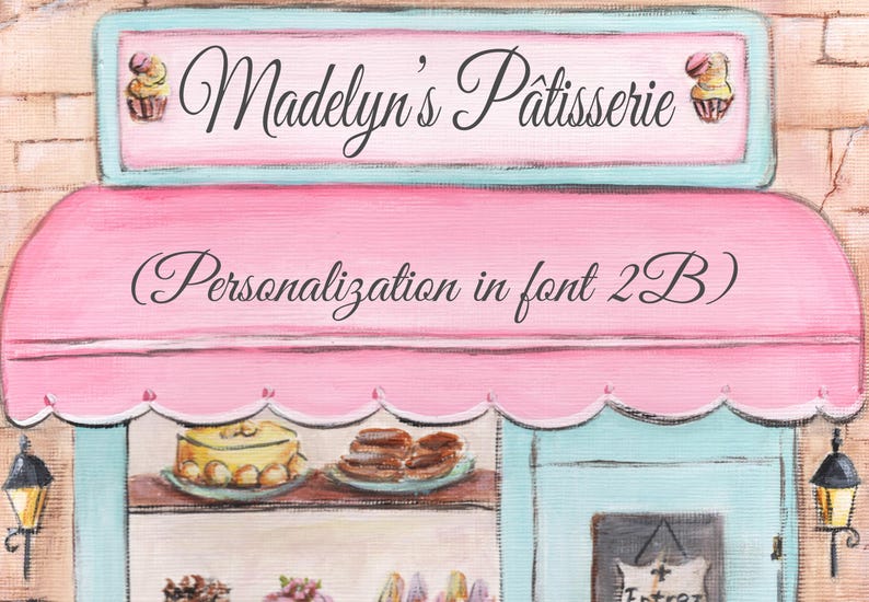 Custom Name Paris Watercolor Print, Personalized French Laduree Patisserie Poster, Travel Theme Baby Shower Gift, Baby Girl Nursery Wall Art image 5