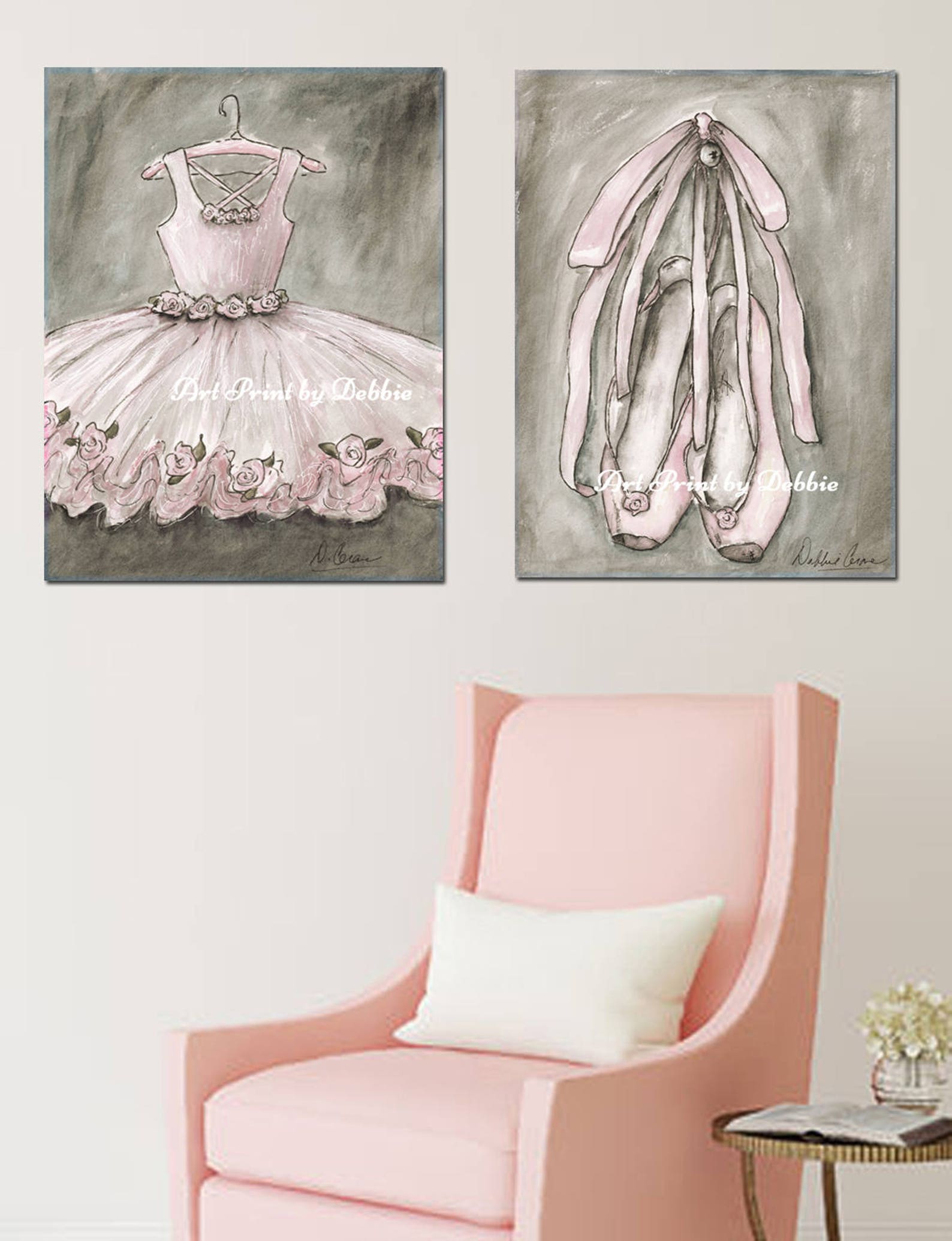 girls room decor blush ballerina set of 2, girls ballet prints, ballerina art, blush pink nursery ballerina decor, 6 sizes 5x7 t