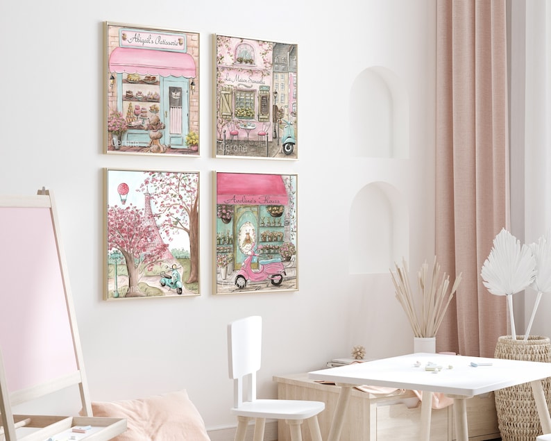 Parisian Art Prints Personalized, France Home Decor, Paris Gallery Wall ...