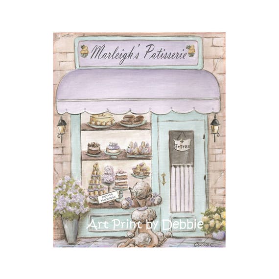 Paris Bedroom Decor Personalized French Patisserie Watercolor Laduree Purple And Teal Vintage Shabby Chic 6 Sizes 5x7 To 24x36 Poster