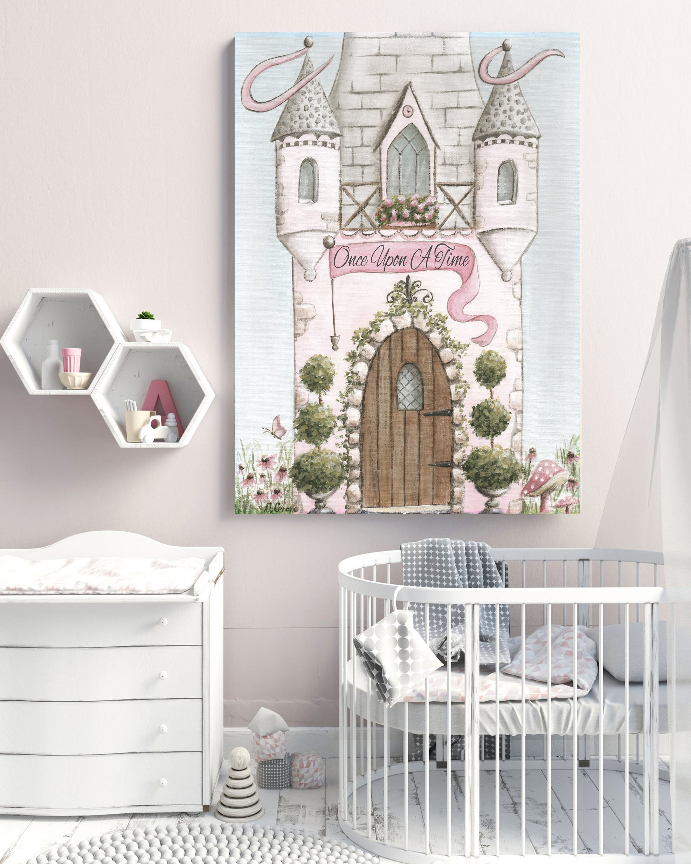 Personalized Princess Castle Print, Custom for Girl Nursery, Enchanted ...