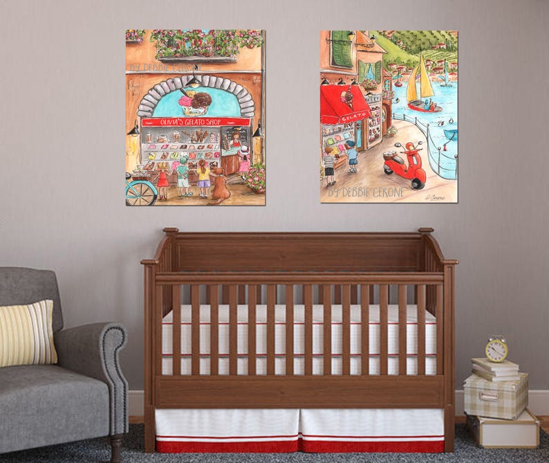 Italian Baby Nursery or Red Italian Kitchen Wall Art Set of Etsy