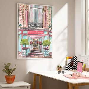 Personalized Pink Paris Artwork, French Nursery Travel Theme Wall Decor, Toddler Girls Room, Watercolor Art Prints, Set of 6, Parisian Gift image 9