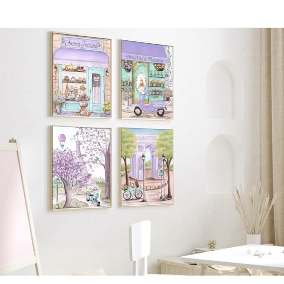 Shipped Giclée Watercolor Prints, Personalized Paris Nursery Decor
