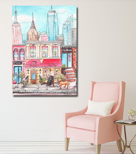Nyc Canvas Personalized With Girls Name Travel Themed Bedroom Decor Fashion New York City Skyline Thick Wrapped 1 5 Thick 6 Sizes Pink