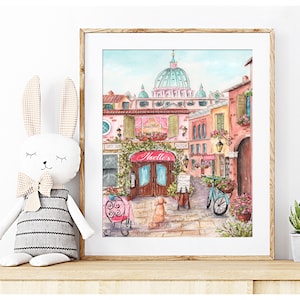 Rome Italy Print, Personalized Italian Baby Gift, St Peters Basilica Nursery Art, Travel Gift, Pink Teen Girl Room Decor, Roma Travel Poster