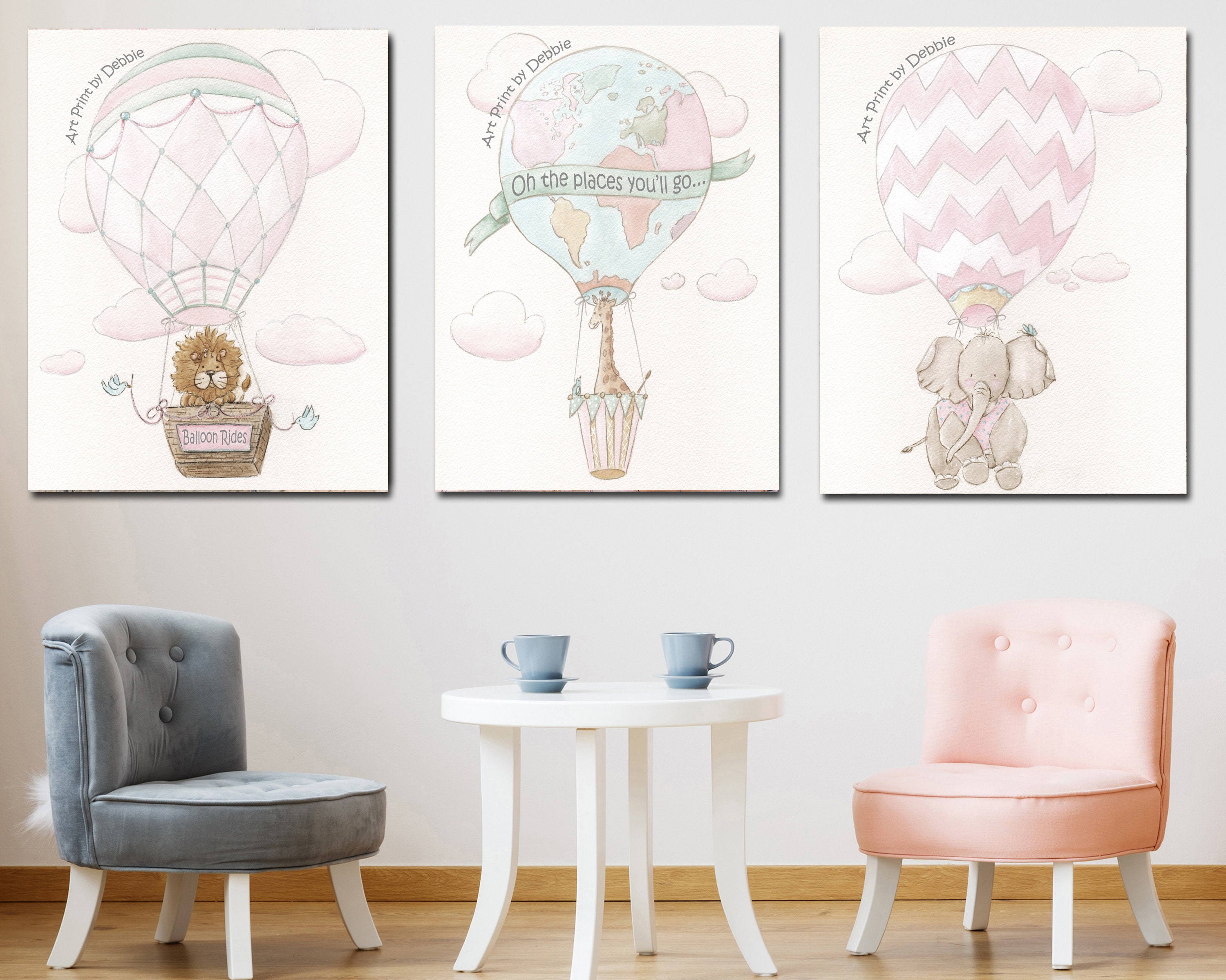 Blush Pink Wall Art Girls Nursery Print Set Of 3 Blush Pink Etsy