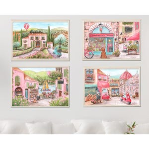 Italian Prints PERSONALIZED Italy Travel Themed Baby Shower Gift, Nursery Wall Art, Set Of 4 Watercolors, Girls Room Decor, Toddler Bedroom
