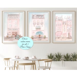 Personalized Nursery Poster Set, Baby Girl Wall Art, Vintage French Nursery Art, Toddler Girl Room, Blush Pink Paris Bedroom Decor, 3 Prints