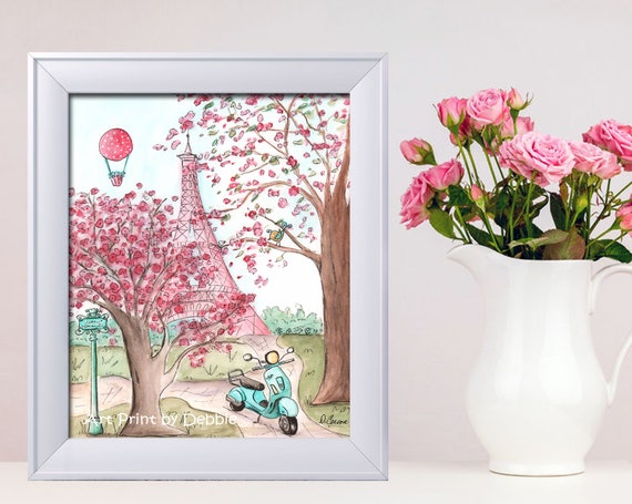 Eiffel Tower Pink Paris Themed Bedroom Wall Art Nursery Print Paris Bedroom Decor Paris Baby Shower Gift 6 Sizes 5x7 To 24x36 Poster