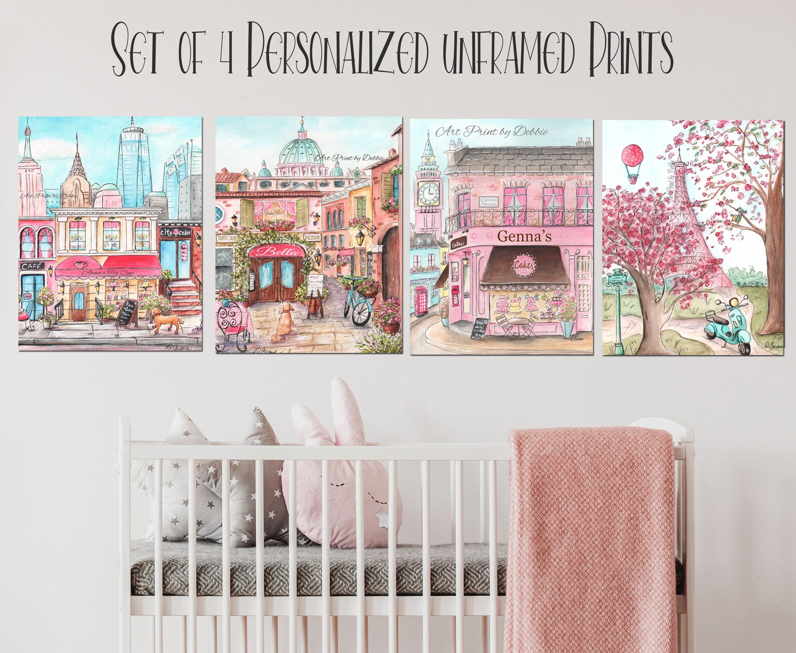 Roma Londres Nueva York & París impresiones para las niñas | Etsy