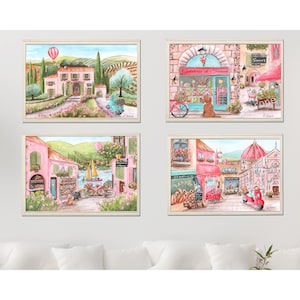 Personalized Italian Nursery Wall Art, Girl Bedroom Prints, Set Of 4, Tuscan Decor, Travel Pictures, Italian Baby Gift, Florence Italy