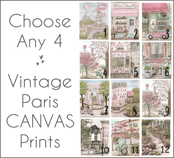 Blush Pink Paris Themed Girls Bedroom Decor Canvas Wall Art Choose 4 75 Or 1 5 Thick Personalized Nursery Prints 6x8 To 24x36