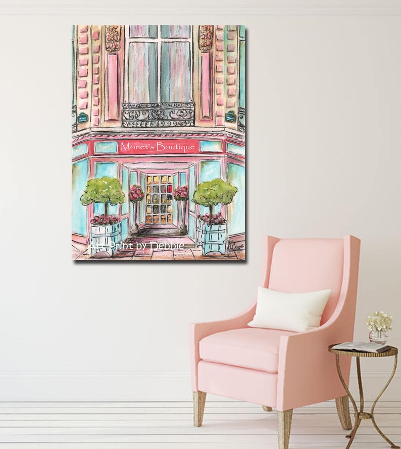 Pink Paris Boutique Wall Art Paris Decor Personalized French Etsy