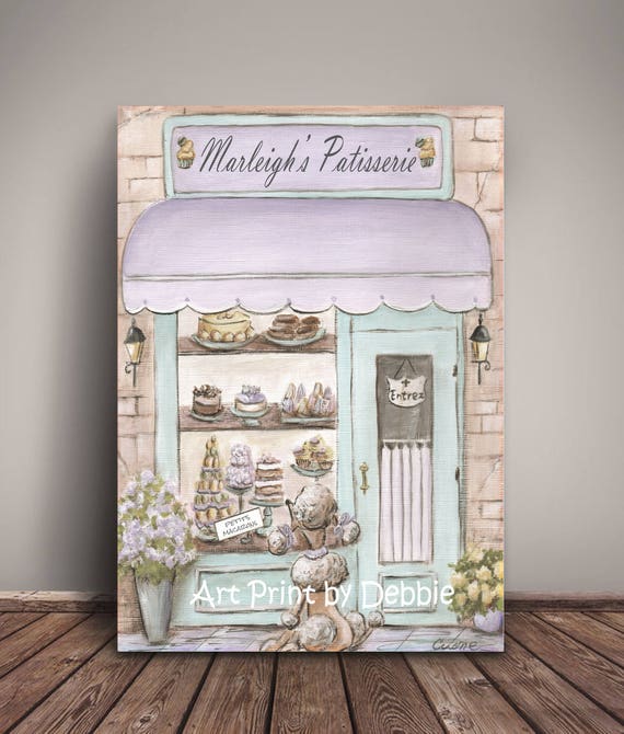 Paris Bedroom Decor Personalized French Patisserie Watercolor Laduree Purple And Teal Vintage Shabby Chic 6 Sizes 5x7 To 24x36 Poster
