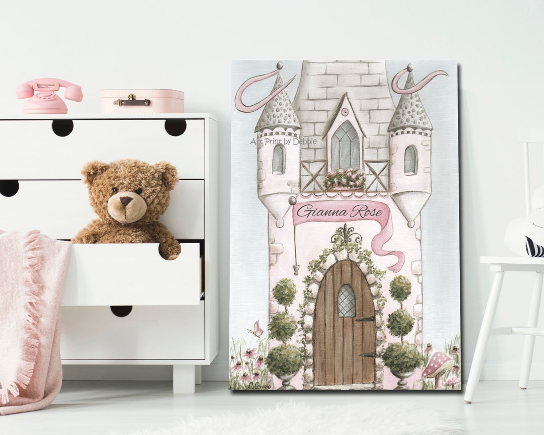 Personalized Princess Castle Print, Custom for Girl Nursery, Enchanted ...