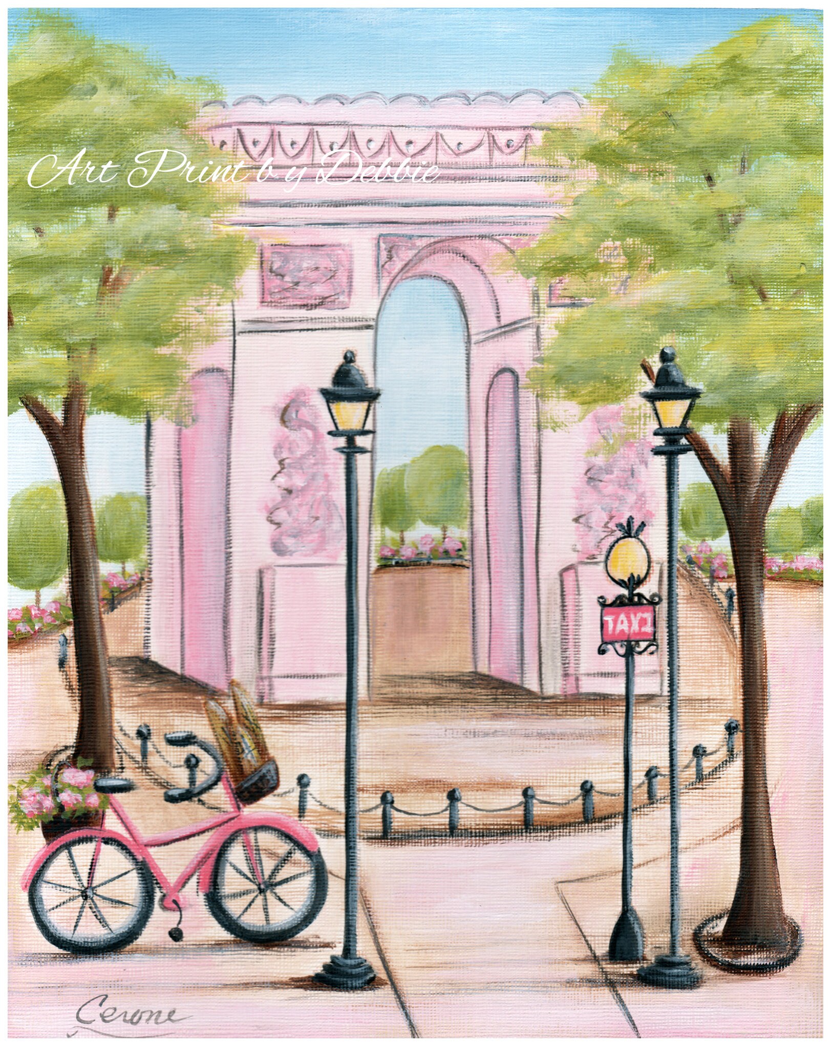 Paris Bedroom Decor Pink Arc de Triomphe Paris Wall Art Etsy