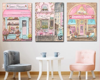 Cute Pink Wall Art, Toddler Room Wall Decor, Bakery Decor Pink Kitchen Decor, Set Of 3 Prints, Personalized Gift For Daughter, Laduree Paris