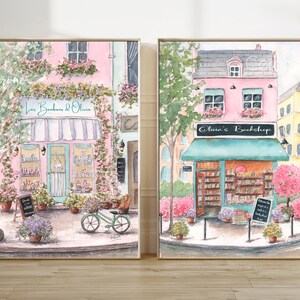 Personalized Pink Paris Artwork, French Nursery Travel Theme Wall Decor, Toddler Girls Room, Watercolor Art Prints, Set of 6, Parisian Gift image 5