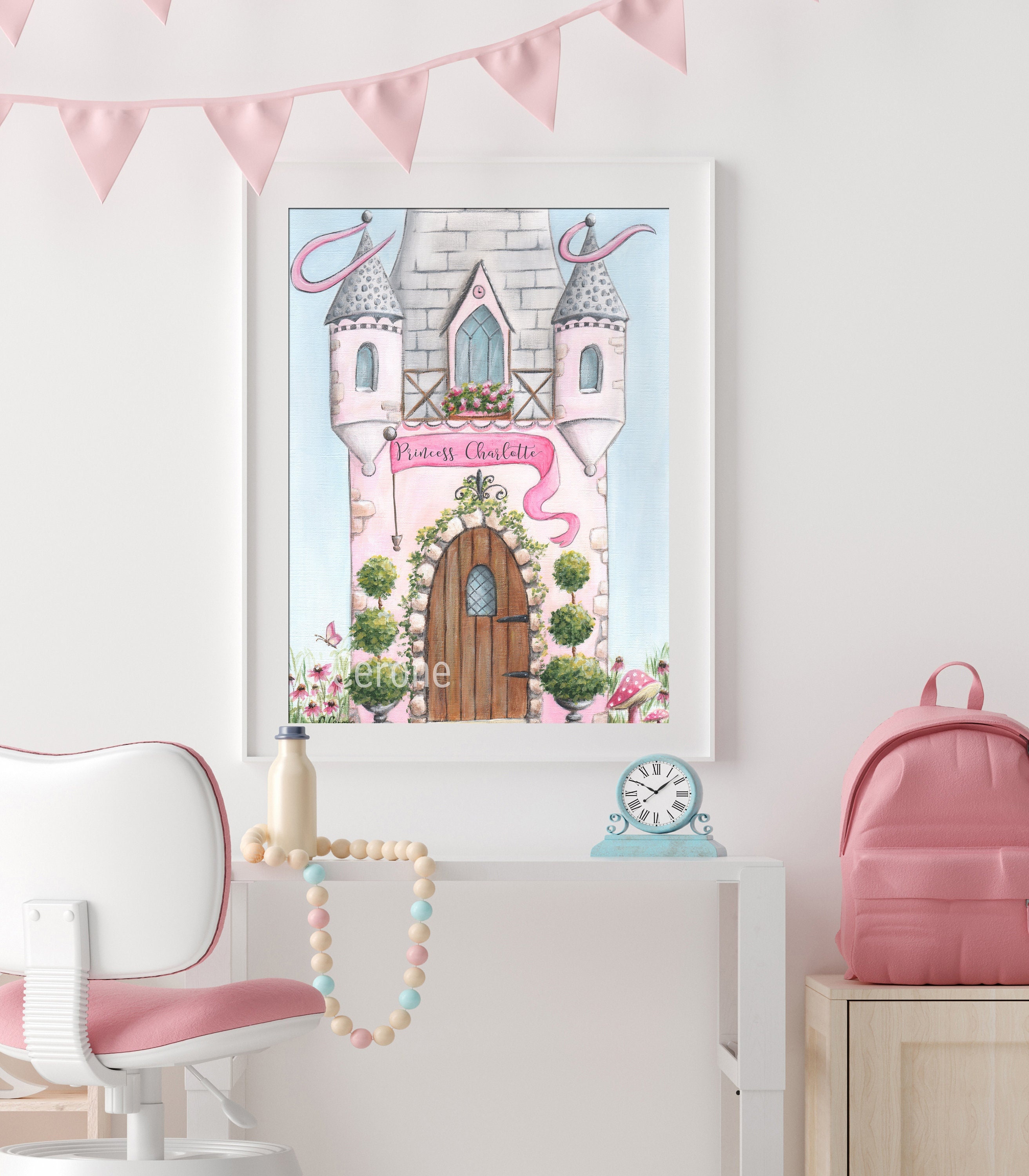 Personalized Princess Castle Print, Fairytale Nursery Name Sign, Gift ...