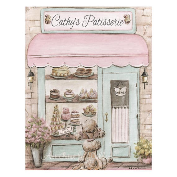 Paris Theme Personalized Paris Bedroom Decor Laduree Watercolor Print Patisserie With Girl S Name Blush Pink Shabby Chic 5x7 To 24x36