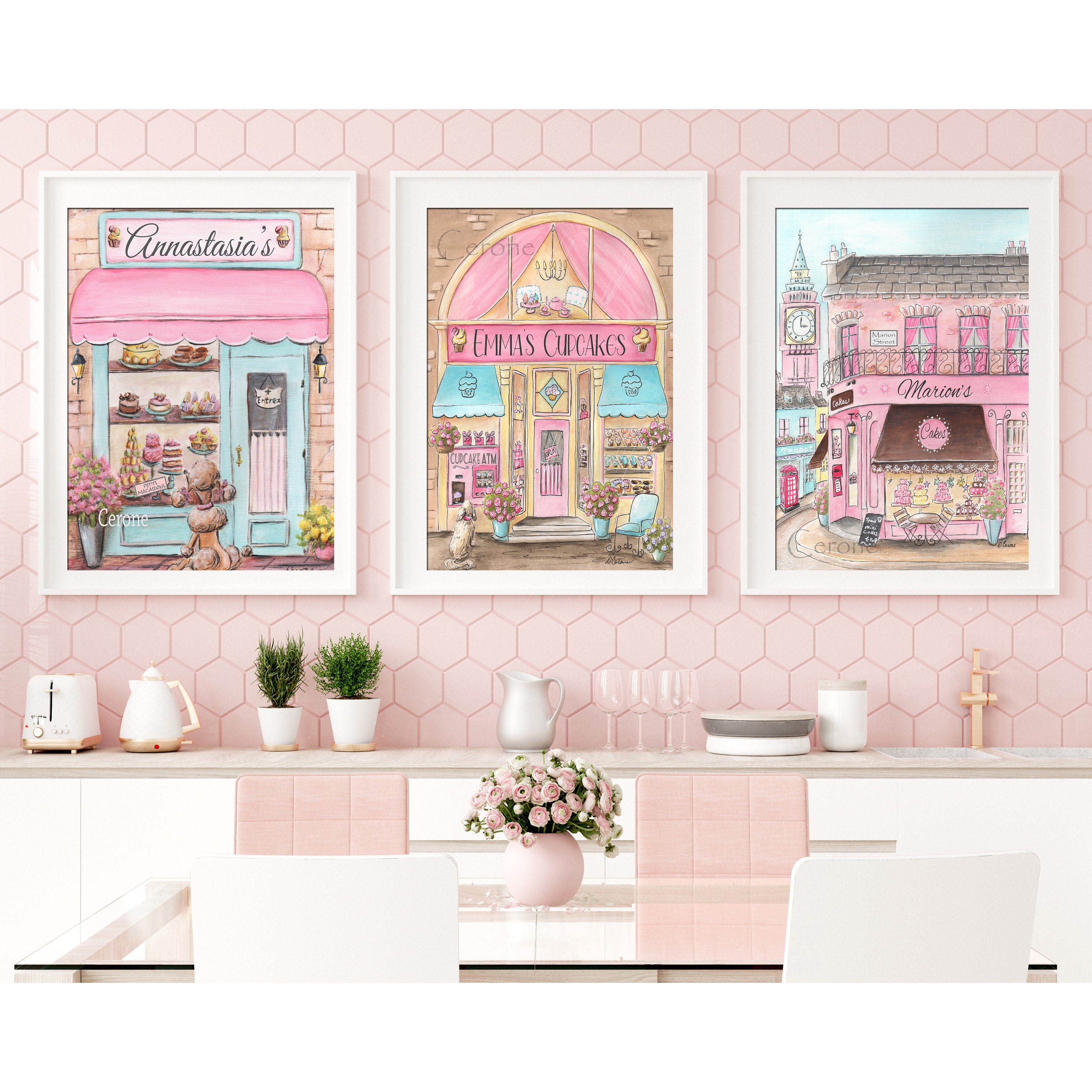 Bakery Art Personalized Girl Room Decor Travel Theme Nursery