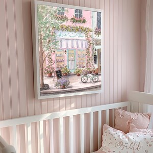 パリの水彩画プリント6枚セット、淡いピンクの子供部屋用ウォールアート、幼児の女の子の部屋、シャビーシックなフレンチカントリー風ベビー部屋の装飾 画像 8