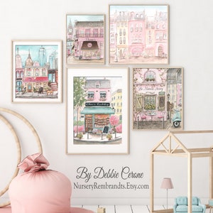 Paris Travel Prints, Parisian Decor For Girls Bedroom, Personalized Baby Gift, French Nursery Blush Wall Art, Laduree, Pink Eiffel Tower image 10