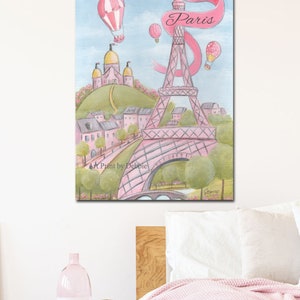 Pink Room Decor Girly, Set Of 4 Prints, Personalized Name, Custom Baby Name, French Themed Nursery Paris Wall Art, Laduree, Eiffel Tower image 10