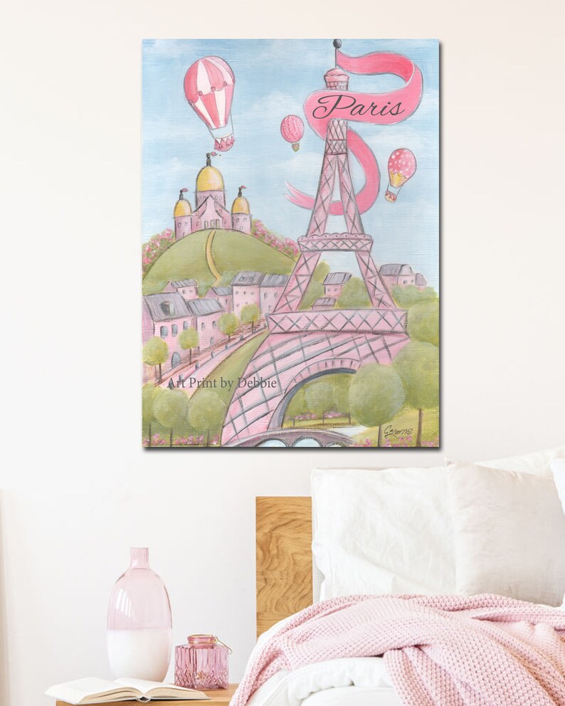Pink Room Decor Girly, Set Of 4 Prints, Personalized Name, Custom Baby Name, French Themed Nursery Paris Wall Art, Laduree, Eiffel Tower image 10