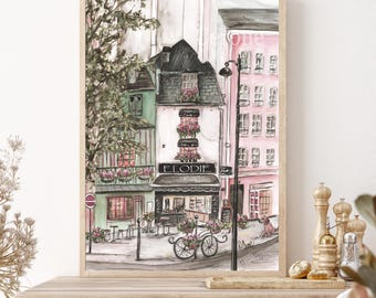 Parisian Nursery Print, Personalized Pink Kitchen Decor, Paris Patisserie Watercolor, French Inspired Baking Wall Art, Toddler Girl Bedroom