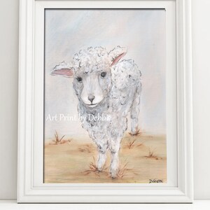 Baby farm animal print Farm nursery decor Little lamb art Gender neutral lamb nursery art Gray white sheep Boy nursery Girl nursery wall art image 4