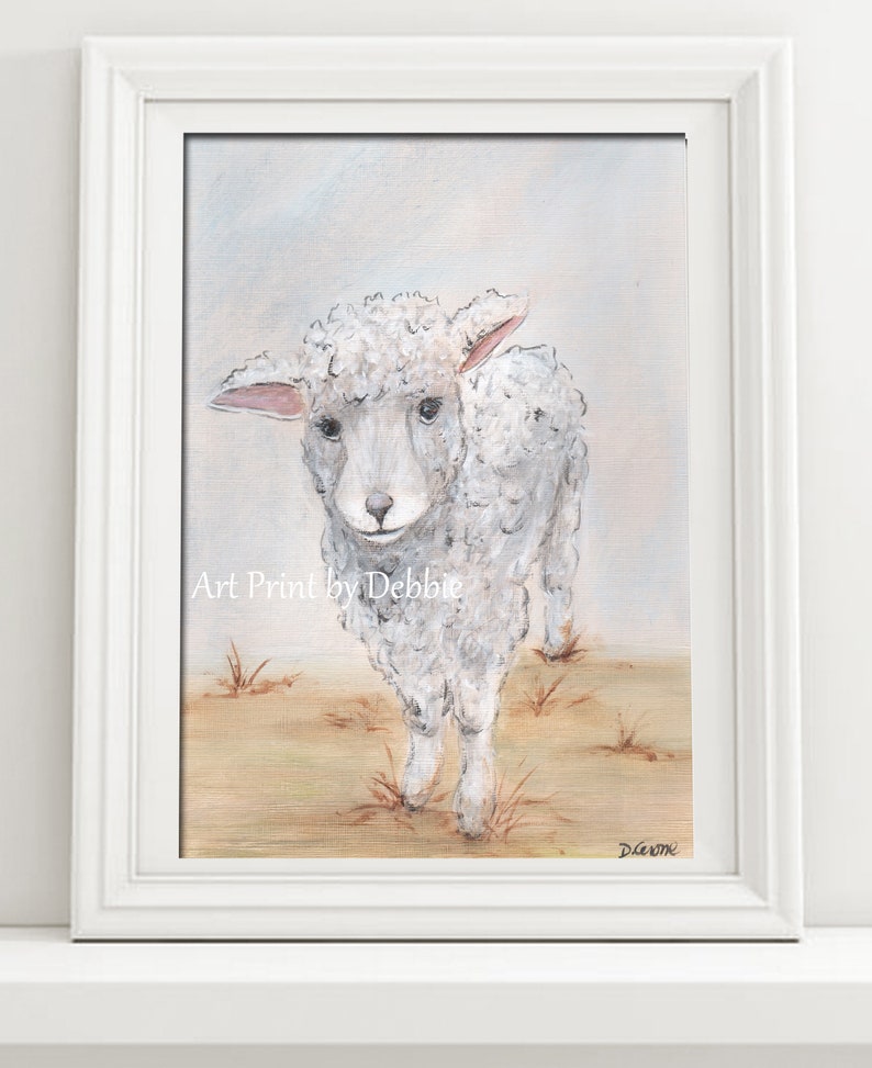 Baby farm animal print Farm nursery decor Little lamb art Gender neutral lamb nursery art Gray white sheep Boy nursery Girl nursery wall art image 4