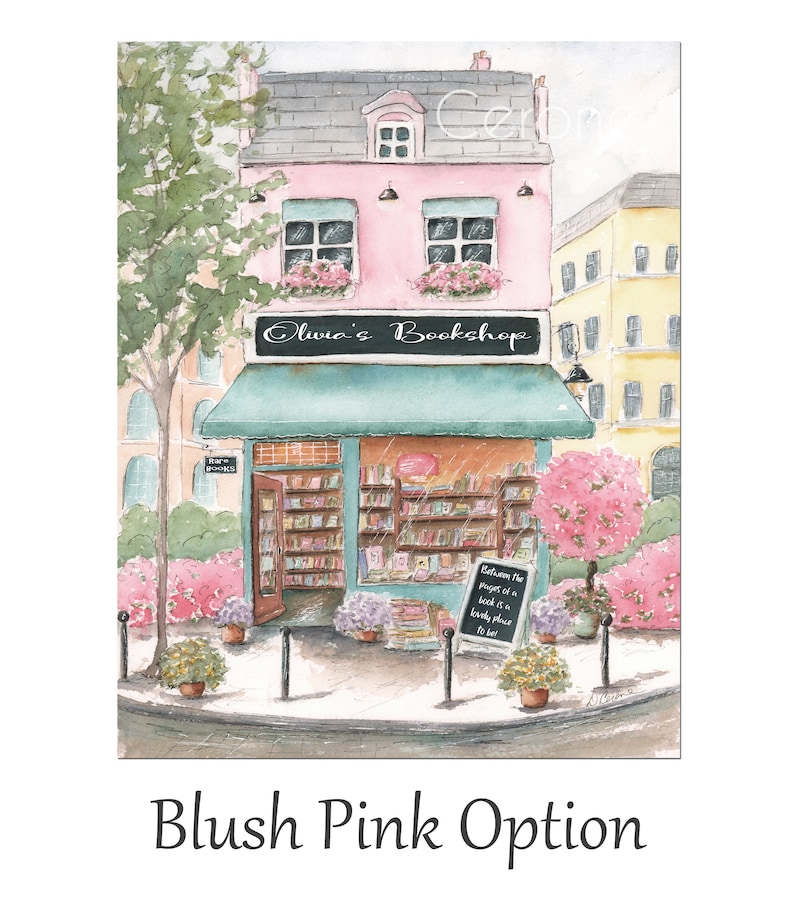 Paris Bookstore PERSONALIZED KIDS ART Girl Book Art Book Etsy