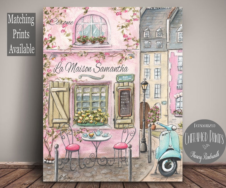Décoration de chambre à coucher Paris personnalisée, chambre d'enfant sur le thème du voyage, oeuvre d'art murale pour chambre de bébé fille, lot de 6 impressions, thème de Paris rose, 6 tailles 5 x 7 à poster image 3