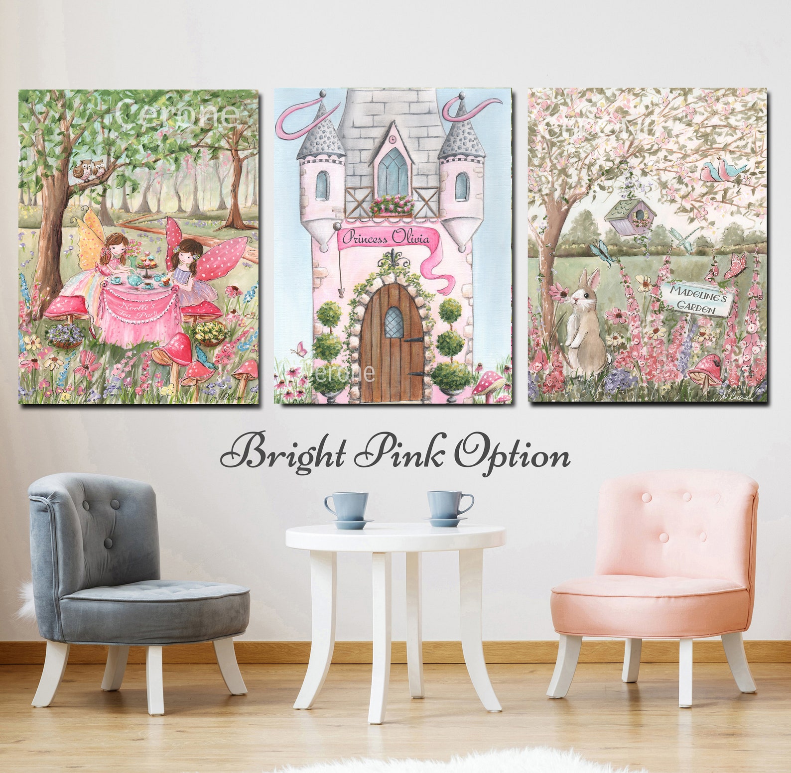 Fairy Wall Art Personalized Nursery Decor, Enchanted Garden Prints ...
