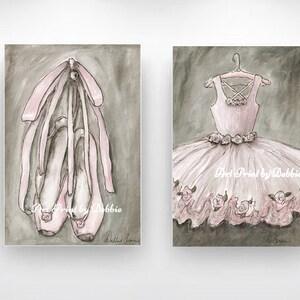 Personalized Ballet Canvas Wall Art, Set Of 2 Canvases, Girls Room Dance Theme Decor, Blush Pink Nursery For Little Ballerina, Pink Option image 2