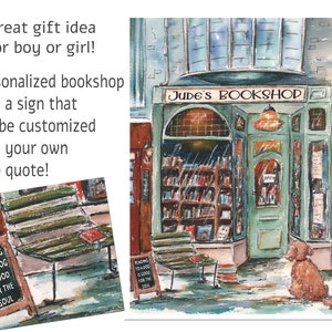 Bookshop Print, Personalized Kids Art, Book Lover Gift, Reading Corner Sign, Book Store Art, Reading Theme, Birthday Gift For Toddler Boy