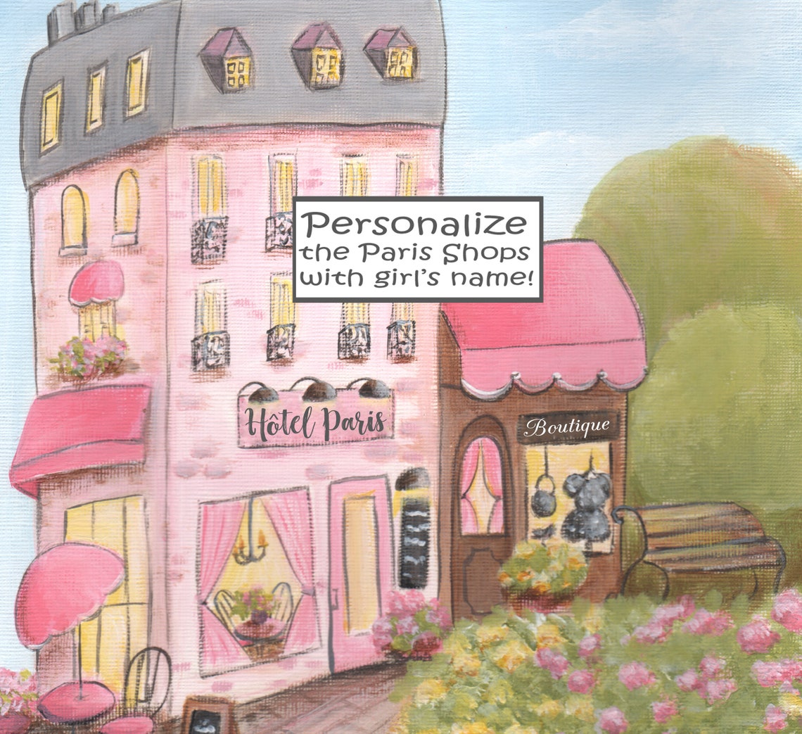 Pink Paris Bedroom Decor Set of 4 Prints Personalized Girls Etsy