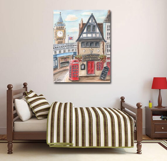 Personalized Paddington Station London Theme Red London Themed Girl Boy Fish Chips Shop Custom Name 6 Sizes 5x7 To 24x36 Poster Red Blue