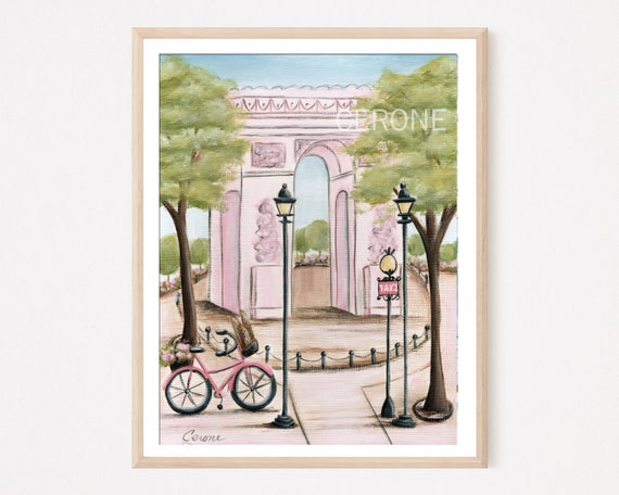 水彩画 パステル フランス パリ 凱旋門 絵画