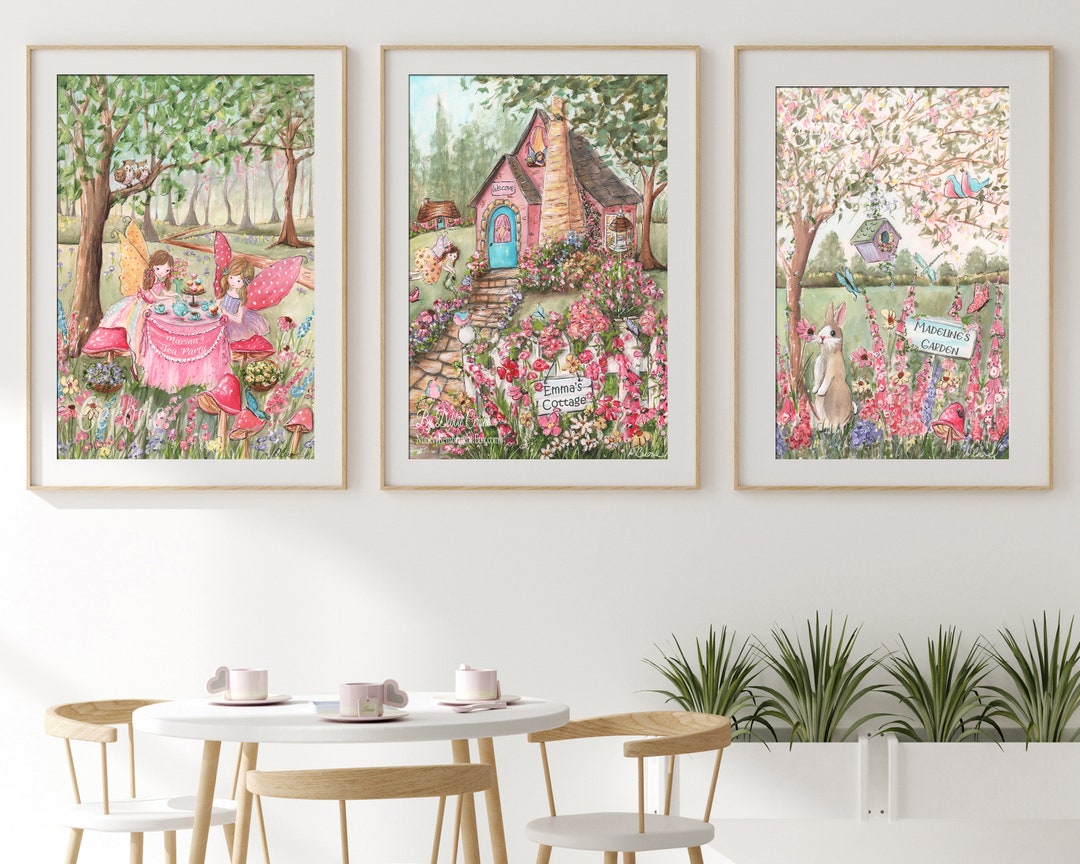 Enchanted Garden Prints, Fairy Wall Art Personalized Nursery Decor ...