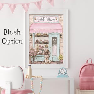 Custom Name Paris Watercolor Print, Personalized French Laduree Patisserie Poster, Travel Theme Baby Shower Gift, Baby Girl Nursery Wall Art image 3