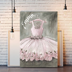 Personalized Ballet Canvas Wall Art, Set Of 2 Canvases, Girls Room Dance Theme Decor, Blush Pink Nursery For Little Ballerina, Pink Option image 5