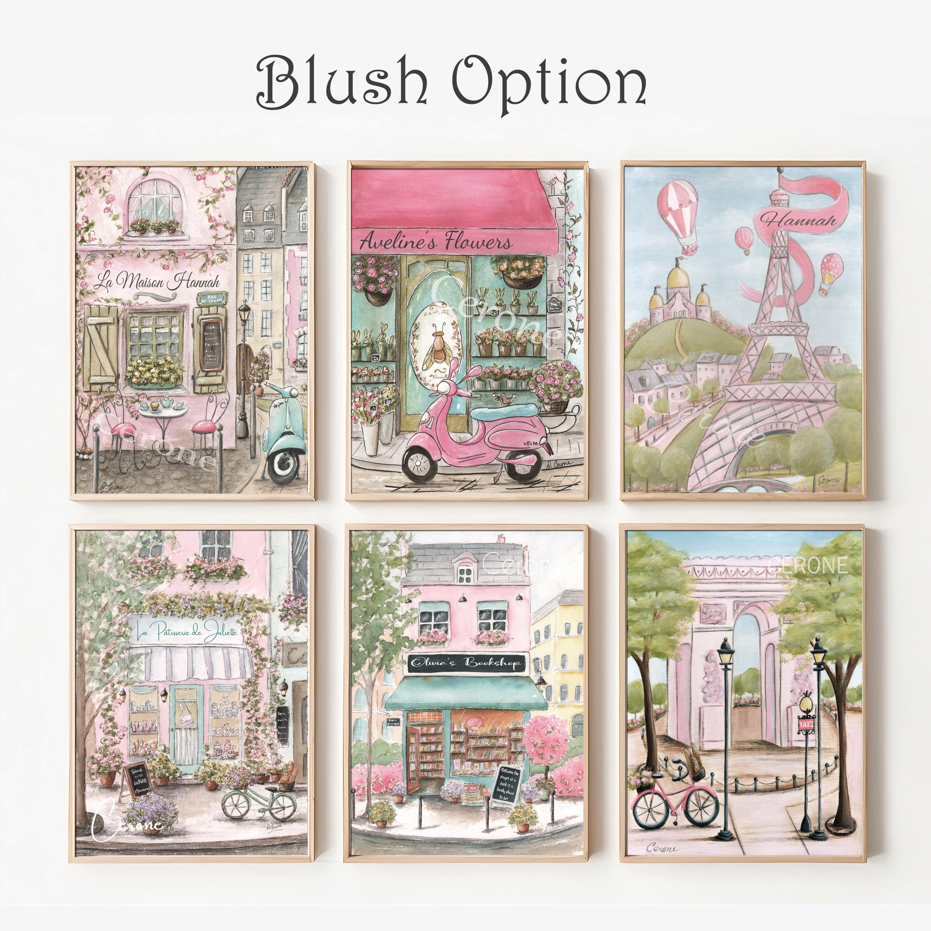 Paris Posters for Girl Room, Set of 6 French Themed Wall Art