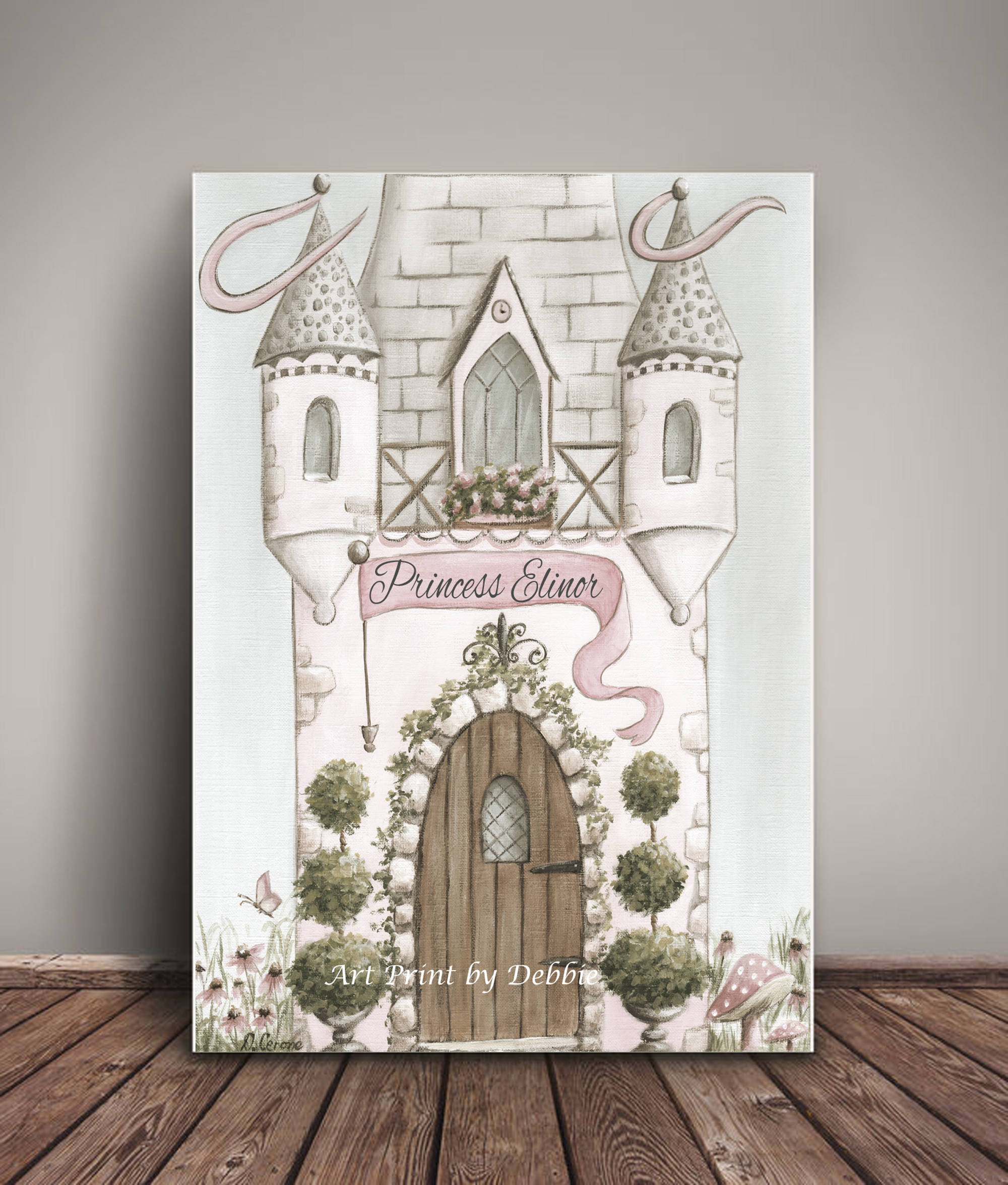 Personalized Princess Castle Print, Custom for Girl Nursery, Enchanted ...