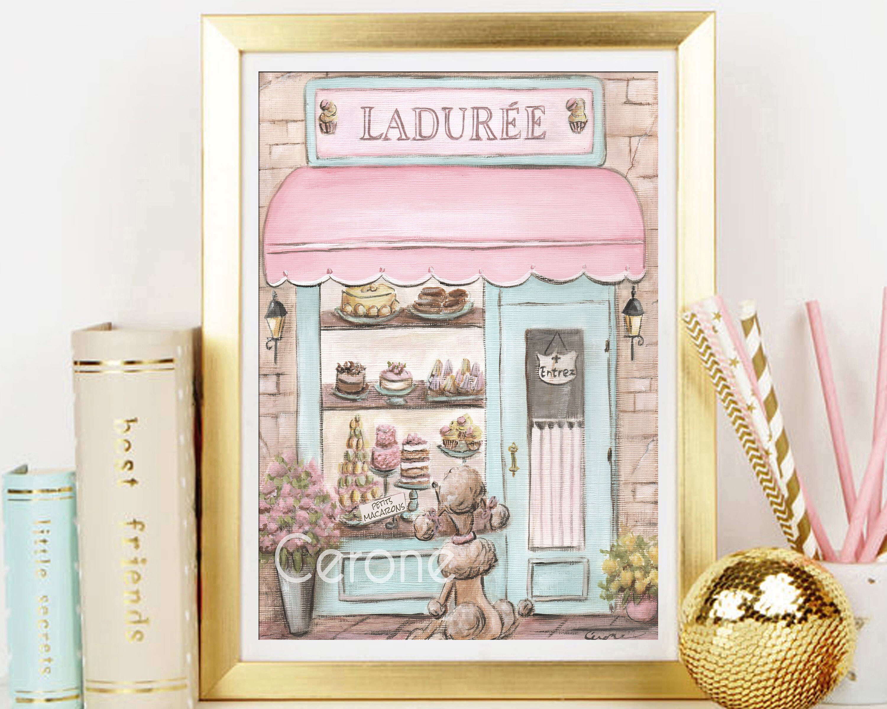Personalized Cute Paris Patisserie Print Or Canvas Of Laduree