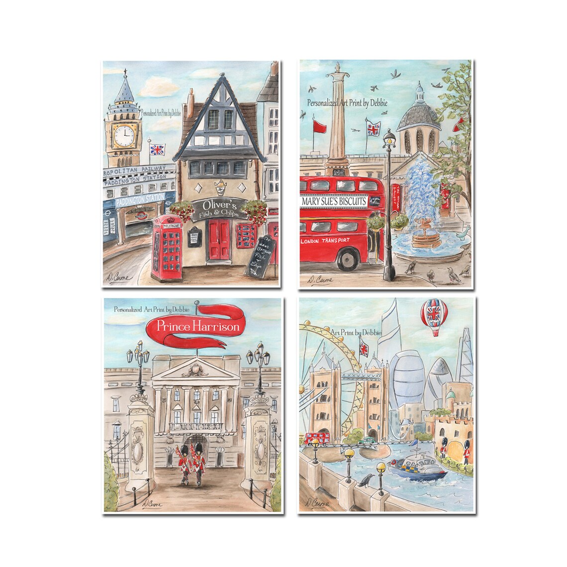 London Baby London Decor Travel Art British Themed Red Blue Etsy